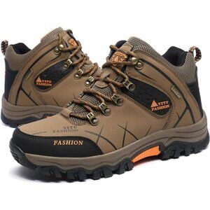 Yitu Mens Hiking Waterproof Boots Shoes Lightweight Breathable Brown Sz. 7 NEW